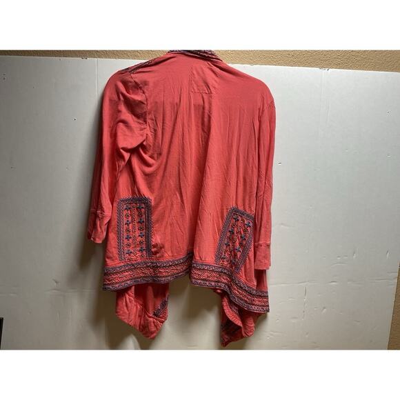 Johnny Was Sweater Women Small Coral Embroidered Jacket Open Cardigan Shrug Boho - Picture 6 of 14
